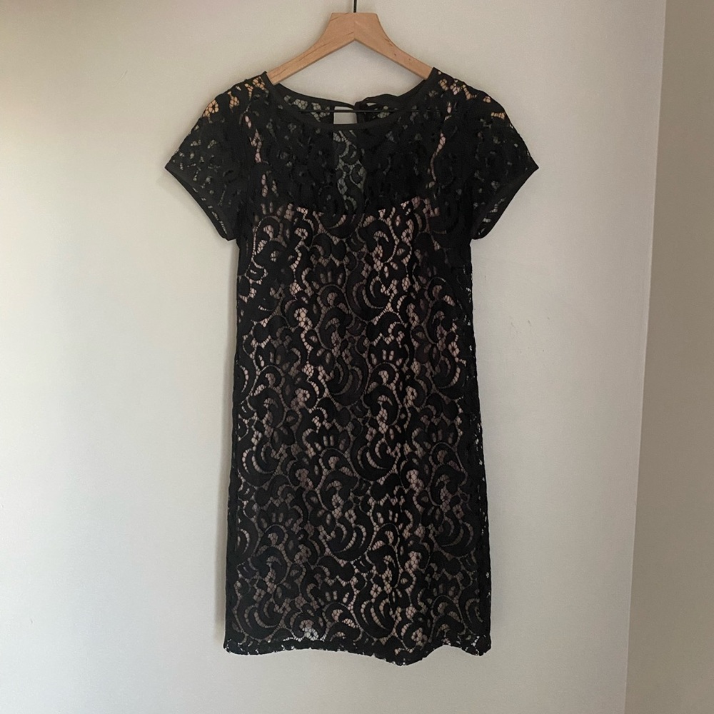 Loft Black Lace Shift Dress Size‎ 2